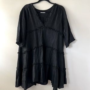 NWOT boutique 100% linen tiered dress.  So comfy and cool for travel or anyday
